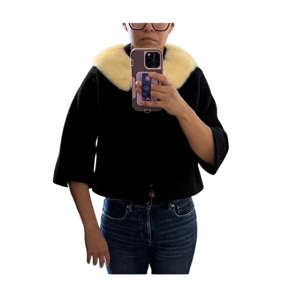 Vintage I. Imagnin & Co swing coat size XS wool mink 3 quart sleeves opera coat - Picture 9 of 9